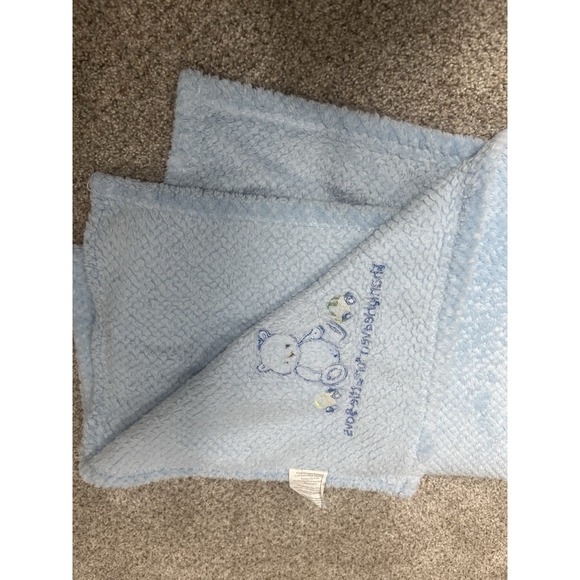 Pastel Blue Thank Heaven For Little Boys Infant Baby Blanket 37" By 30" - Picture 3 of 6